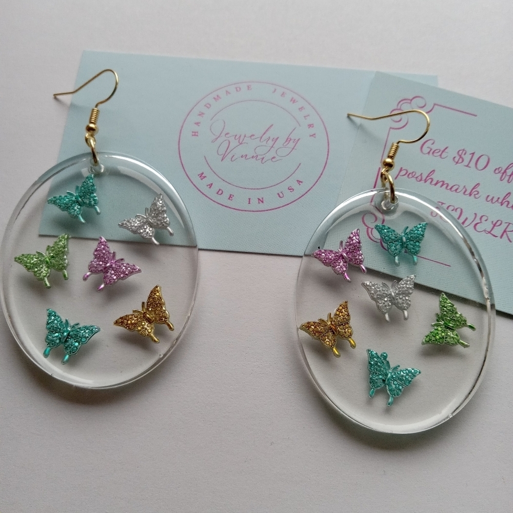 Hand Crafted Multicolor Butterfly Earrings